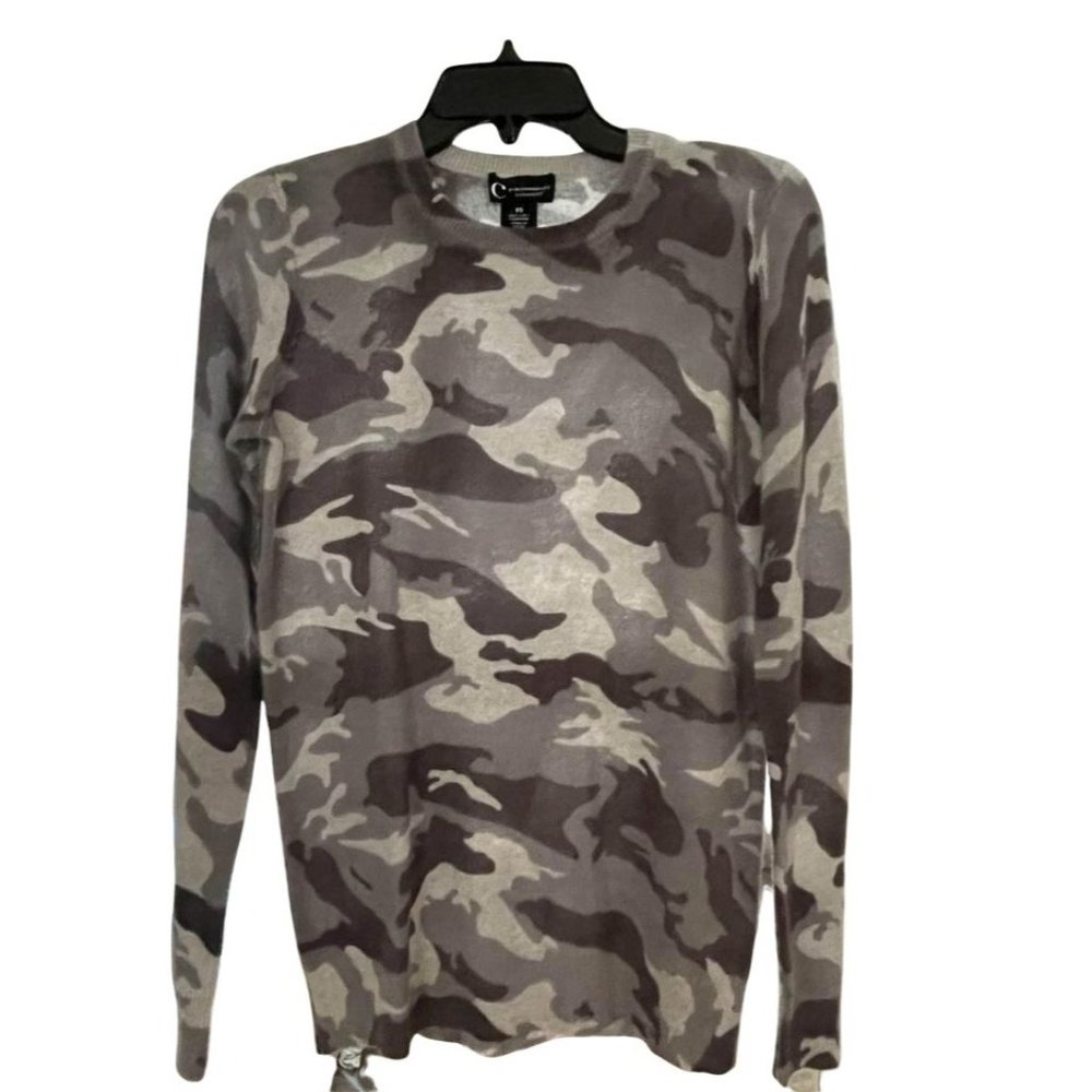Grey Camo Cashmere Sweater by Bloomingdales SZ XS